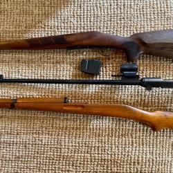K31 avec crosse militaire d'origine et crosse de chasse noyer grade 4