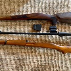 K31 avec crosse militaire d'origine et crosse de chasse noyer grade 4