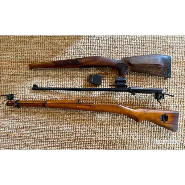 K31 avec crosse militaire d'origine et crosse de chasse noyer grade 4