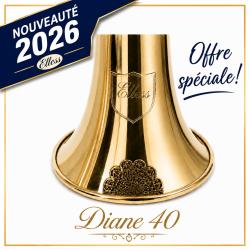 ELLESS - 165 - Trompe Ronde Cintr&eacute;e Pavillon 40 cm polie "DIANE 40" - Embout MOYEN