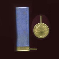 Cal. 12 &agrave; broche - carton bleu - GEVELOT PARIS - petits plombs visibles par le bourre transaprante