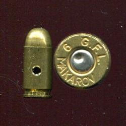 9 x 18 Makarov - &eacute;tui et balle laiton - marquage : GFL  9 MAKAROV