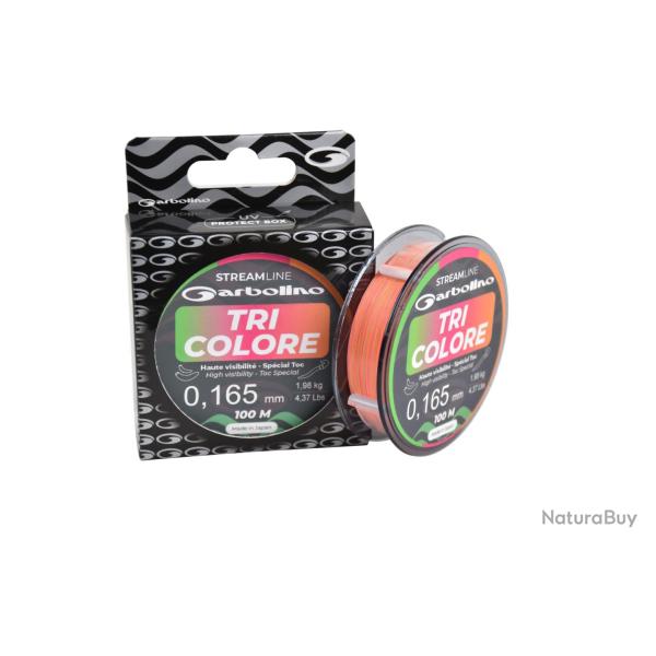 Nylon Garbolino Streamline Toc Tri-Colore 100m 0,205mm 2,9kg 100m Fluo Orange jaune Vert