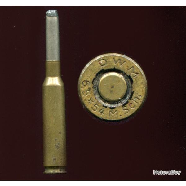 6.5 x 54 Mannlicher Schoenauer Grec - marquage : DWM 6.5x54 M.Sch. - balle nickel pointe plomb