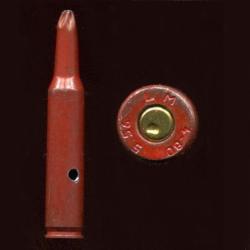5.56 x 45 FAMAS France - RARE exp&eacute;rimentale &agrave; blanc &eacute;tui acier rouge - Le Mans 1980 - LM 5.56 4-80