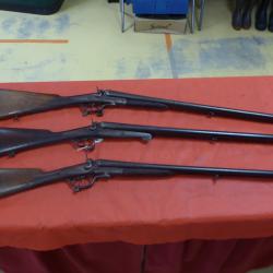 Lot de 3 fusils de chasse chiens ext&eacute;rieurs percussion centrale cat D (sans prix de r&eacute;serve)