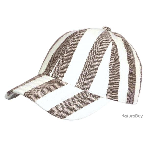 Casquette Marron Ray�e Ecrue Et� Vacances Bord de Mer en Coton Anaor Taille unique Marron