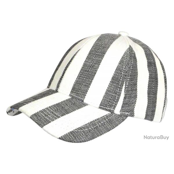 Casquette Noire Ray�e Ecrue Et� Vacances Bord de Mer en Coton Anaor Taille unique Noir
