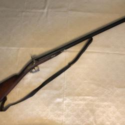 Tr&egrave;s rare fusil a chiens &agrave; amorce BRUN- LYONET armurier &agrave; Saint Etienne, double canon excellent &eacute;tat