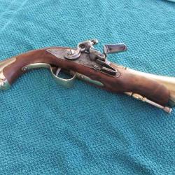 Pistolet &agrave; silex Tromblon de Marine canon laiton
