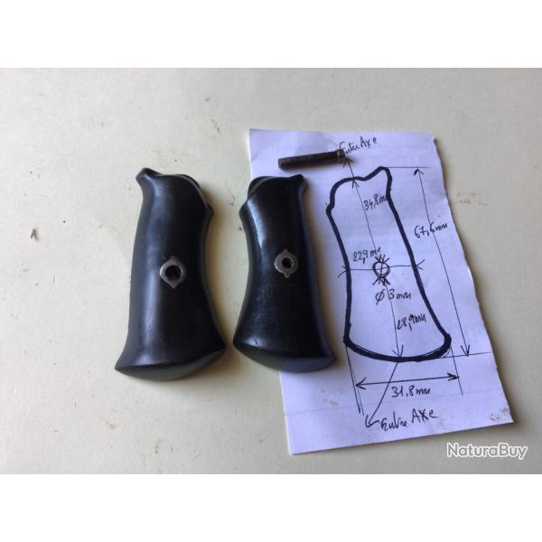 VENDU PAR LE-CUIRASSIER N�2  PAIRE DE PLAQUETTES BOIS + VIS DE REVOLVER A BROCHE 7 MM