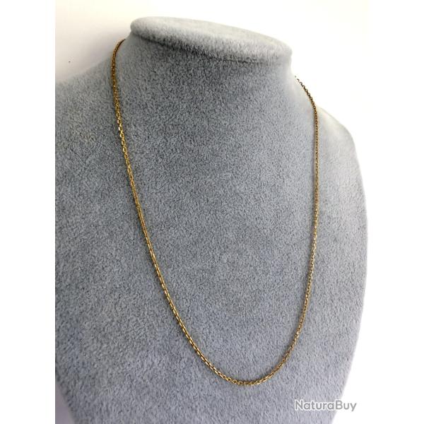 Jolie chaine or jaune 18 carats - 50 cm - collier maille for�at diamant�e