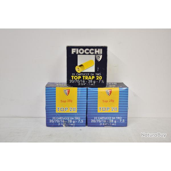 Lot De 75 Cartouches Fiocchi Calibre 20 Trap N�7.5 28gr