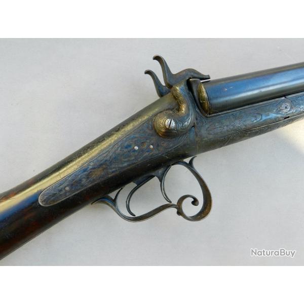Fusil double � broche, calibre 16 sign� A. Gerest.