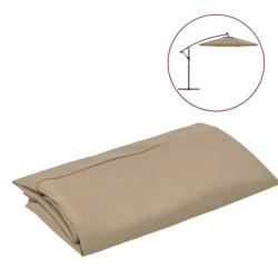 Toile rechange parasol d&eacute;port&eacute; polyester taupe 350 cm anti UV