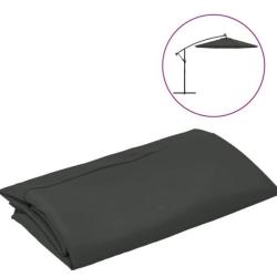 Toile rechange parasol d&eacute;port&eacute; polyester anthracite 350 cm anti UV