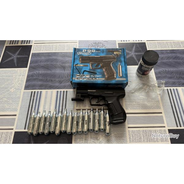 Pistolet Co2 Walther P99 DAO 6mm + Laser 2 joules