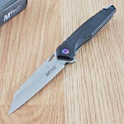 Couteau MTech Semi Automatique Lame Tanto Reverse Acier Inox Manche Black Nylon Linerlock Clip 94BRD