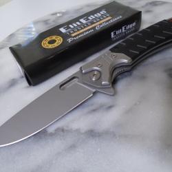 Couteau ElitEdge Lame Acier 440C Manche Plaquettes Black G10 Ball Bearing Linerlock B032BK