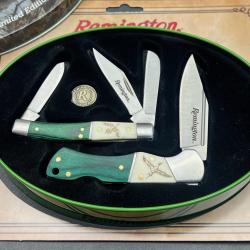 Coffret Cadeau Remington Pin Tails Stockman & Lockback Manches Os Blanc & Bois Lames Acier Inox 5713
