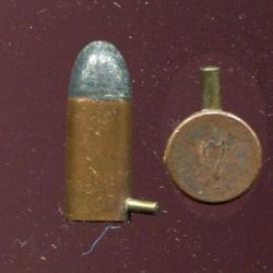 7 mm &agrave; broche - &eacute;tui cuivre - balle plomb - marquage en relief au centre du culot : 7