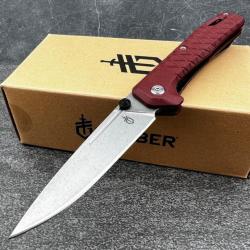 Couteau Gerber Zilch Red Lame Acier 7Cr17MoV Manche GRN Linerlock Clip 4069