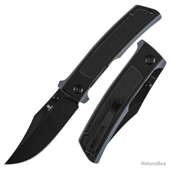 Couteau Tenable Bison Lame Acier Nitro-V Clip Point Manche G10 Noir Gris Liner Lock Thumb B2108A2