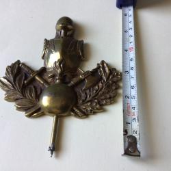 VENDU PAR LE-CUIRASSIER SUPERBE EMBOUT DE DRAPEAU OU FANION G&Eacute;NIE /SAPEUR POMPIER TRES RARE