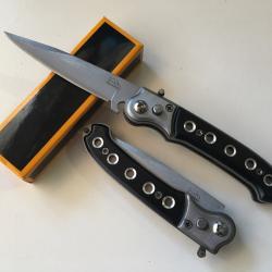 Petit Couteau Pliant De Poche Lame Acier Fine 8 Cm Manche En Acier / Trous 9,5 Cm Chasse P&ecirc;che
