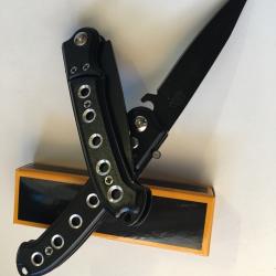 Petit Couteau Pliant De Poche Lame Acier Fine 8 Cm Manche En Acier / Trous 9,5 Cm Outdoor