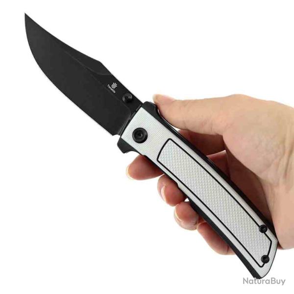 Couteau Tenable Bison Lame Acier Nitro-V Clip Point Manche G10 Blk/White Liner Lock B2108