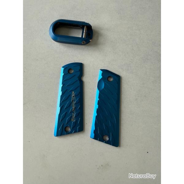 Magwell et plaquettes pour 1911  toni system en aluminium bleue 1� sans prix de r�serve