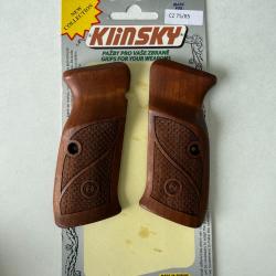 Plaquettes en bois Klinsky pour CZ75 CZ85 &eacute;tat neuf 1� sans prix de r&eacute;serve