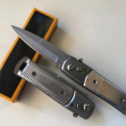 Petit Couteau De Poche Lame Acier Fine Droite 6,5 Cm Manche Alu 9 Cm Chasse P&ecirc;che Bivouac