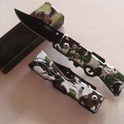 Petit Couteau Pliant De Poche Forme Fusil Ak47 Camouflage Lame Acier 7 Cm Manche Acier 9 Cm Outdoor