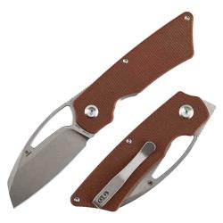 Couteau Tenable Goblin L Lame Acier 14C28N Sheepsfoot Manche Micarta Brun Liner Lock Flipper B3016A4