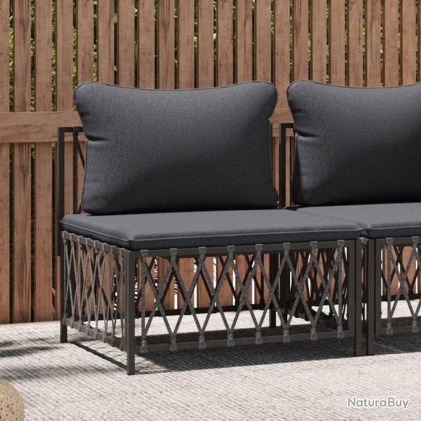 Canap� central de jardin avec coussins anthracite tissu tiss�