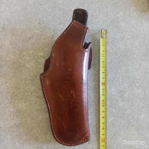 Etui de ceinture ou holster en cuir marron pour revolver avec canon de 4" - PONY Smith & Wesson