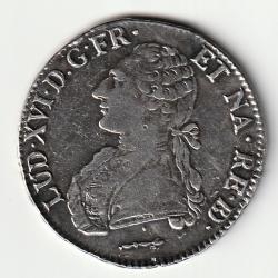 Pi&egrave;ce de Monnaie Royale France tr&egrave;s Bel Ecu LOUIS XVI &Eacute;cu aux branches d'olivier 1784 Pau Argent