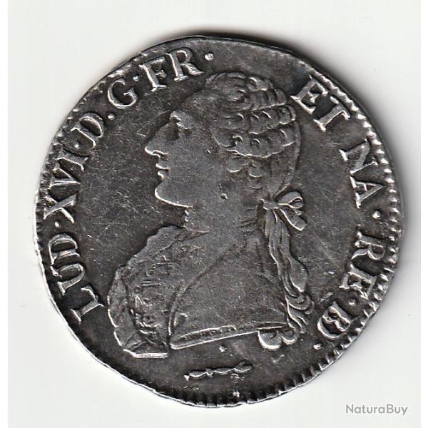 Pi�ce de Monnaie Royale France tr�s Bel Ecu LOUIS XVI �cu aux branches d'olivier 1784 Pau Argent