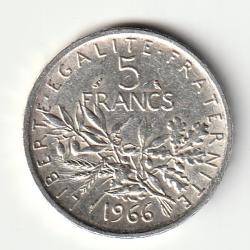 Pi&egrave;ce De Monnaie Argent France 5 Francs Semeuse 1966