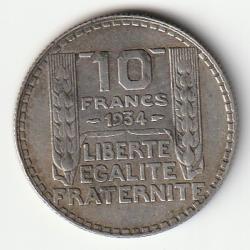 Pi&egrave;ce de Monnaie France 10 francs Turin 1934 Argent
