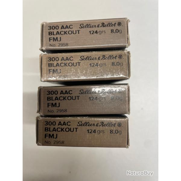 80 Cartouches 300 aac BLACKOUT fmj 124 grain sellier&bellot