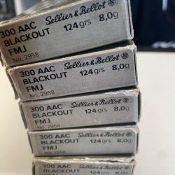 100 cartouches 300 aac BLACKOUT fmj 124 grains sellier&bellot