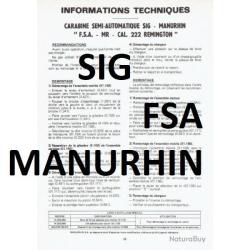notice 4 pages SIG MANURHIN FSA (envoi par mail) - VENDU PAR JEPERCUTE (m2800)