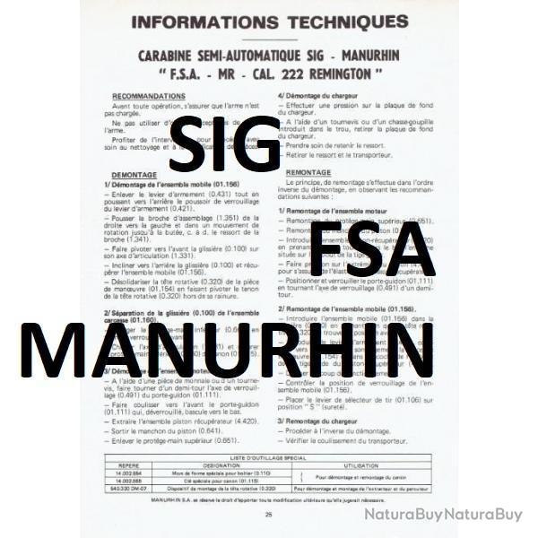 notice 4 pages SIG MANURHIN FSA (envoi par mail) - VENDU PAR JEPERCUTE (m2800)