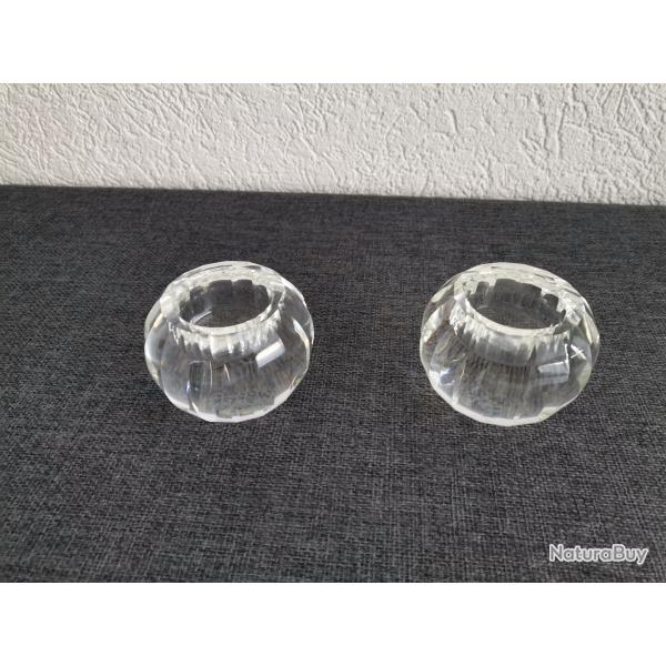 Paire de porte-bougie en verre neufs