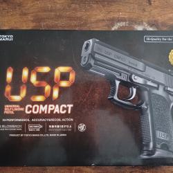 HK USP Compact Tokyo Marui version japonaise (avec marquages) - Deux chargeurs et canon PDI