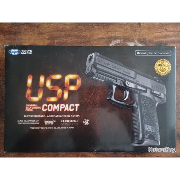 HK USP Compact Tokyo Marui version japonaise (avec marquages) - Deux chargeurs et canon PDI