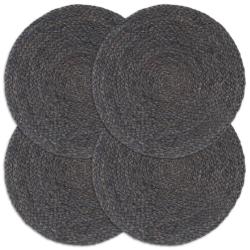 Napperons 4 pcs Gris fonc&eacute; Plain 38 cm Rond Jute